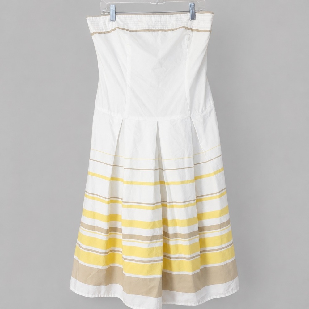 APNY Dress Size 10 Y2K Strapless Cotton Sundress Midi Lined Preppy Resort Beach